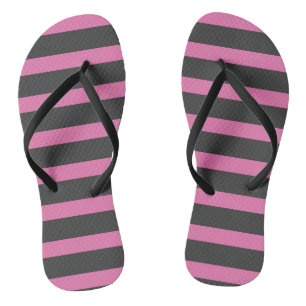 Tongs Bandes roses et gris