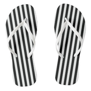 Tongs Bandes verticales de taille moyenne noire et blanc