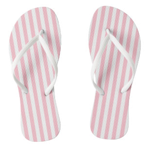 Tongs Bandes verticales de taille moyenne rose et blanch