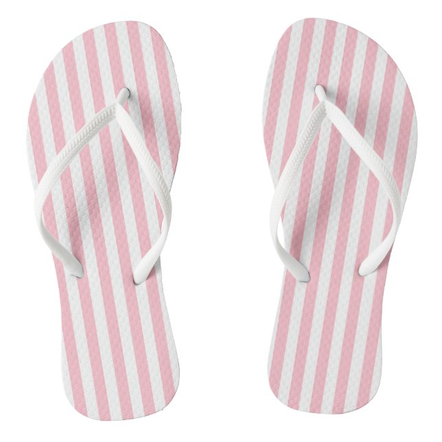 Tongs Bandes verticales de taille moyenne rose et blanch (Semelle)