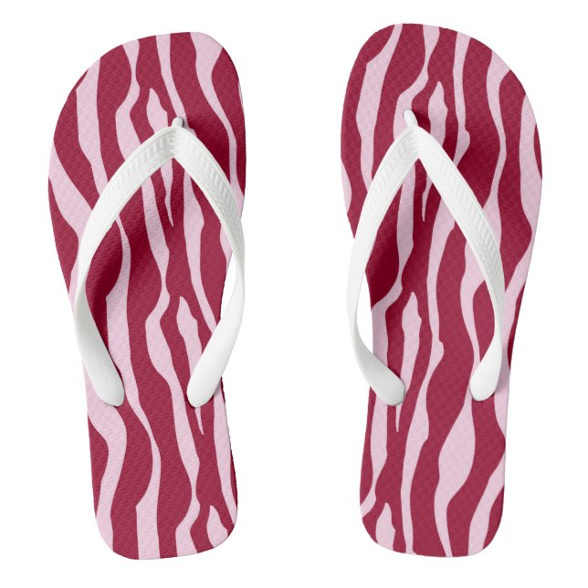 Tongs Bandes zébrées - Bourgogne et rose (Semelle)