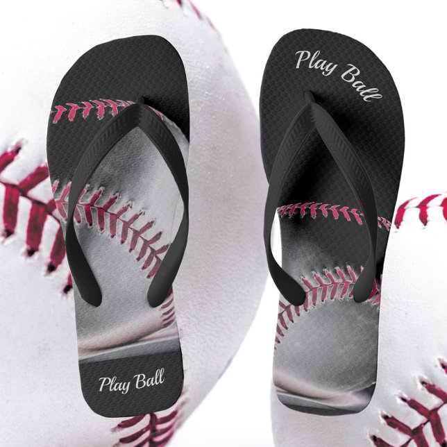 Tongs Baseball Rouge Noir et Blanc (Créateur téléchargé)