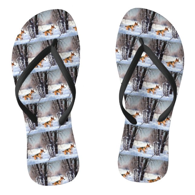 Tongs Basenji Laissez Tomber la Neige de Noël  (Semelle)