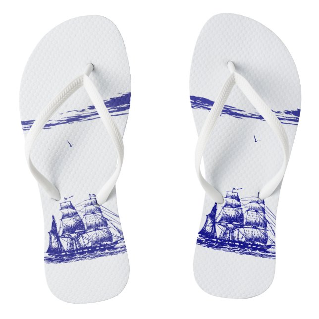 Tongs Bateau bleu naviguant en mer (Semelle)