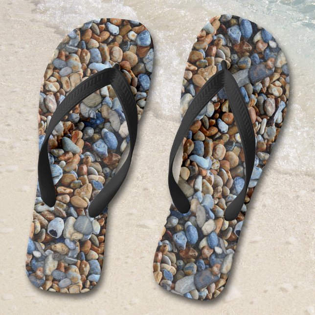 Tongs Beach Pebbles Motif Flip Flops (Flip flops featuring a pattern with beach pebbles)