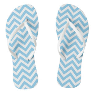 Tongs Bébé Bleu et Blanc Moyen Taille Chevron Stripes