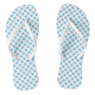 Tongs Bébé bleu sur blanc Pois de taille moyenne