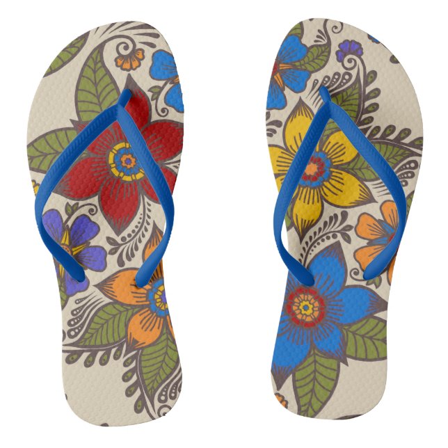 Tongs Belle Conception Florale Retro Boho (Semelle)