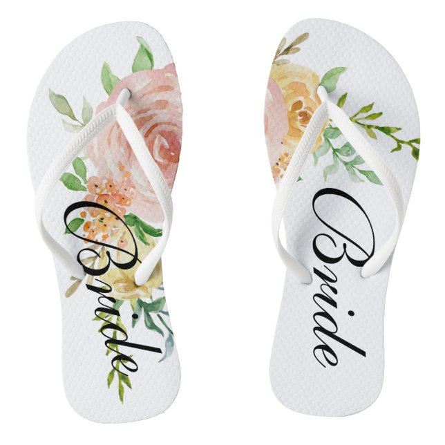 Tongs Belle mariée Rose Florale (Semelle)