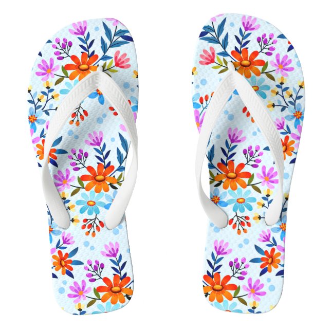 Tongs Belles Fleurs Et Motif Feuille (Semelle)