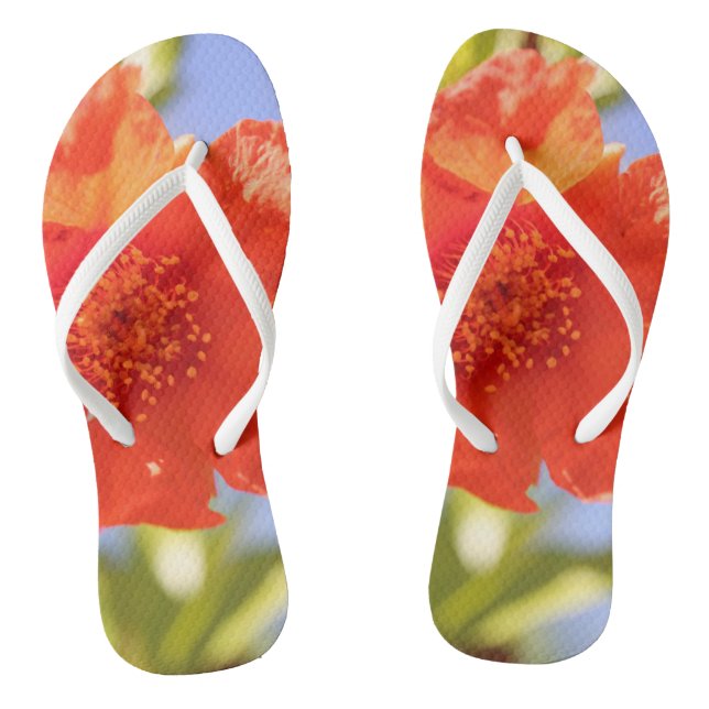 Tongs Belles Fleurs Rouges Sandales Ciel Bleu (Semelle)