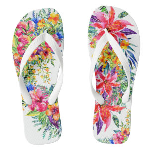 Tongs Belles fleurs tropicales en fleurs Flip Flops