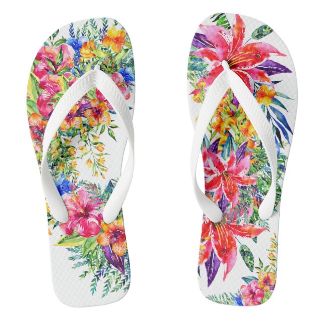 Tongs Belles fleurs tropicales en fleurs Flip Flops (Semelle)