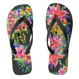 Tongs Belles fleurs tropicales en fleurs Flip Flops