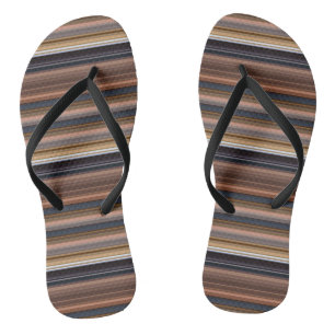 Tongs Belles rayures bleues brunes