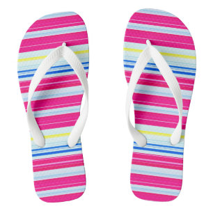 Tongs Belles rayures rose bleue