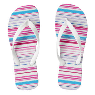 Tongs Belles rayures rose bleue
