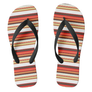 Tongs Belles rayures rouges brun