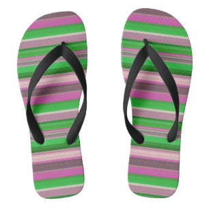 Tongs Belles rayures vert violet