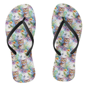 Tongs Bengale Chat et Fleurs Flip Flop