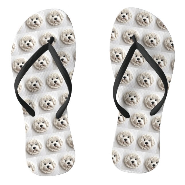 Tongs Bichon Frise Chien Inspiré 3D (Semelle)