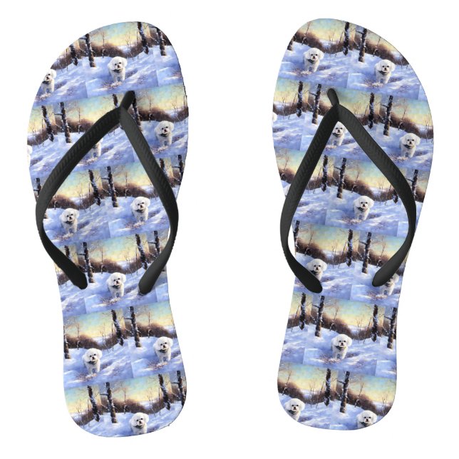 Tongs Bichon Frise Laisser neiger Noël (Semelle)