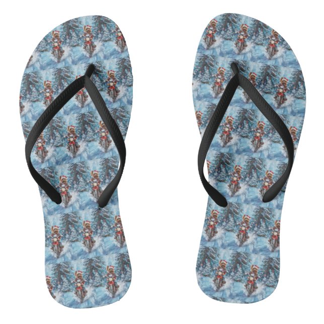 Tongs Biewer Terrier Chien équitation Moto Noël (Semelle)