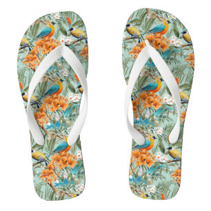 Tongs Birds Chinoiserie Mint Orange