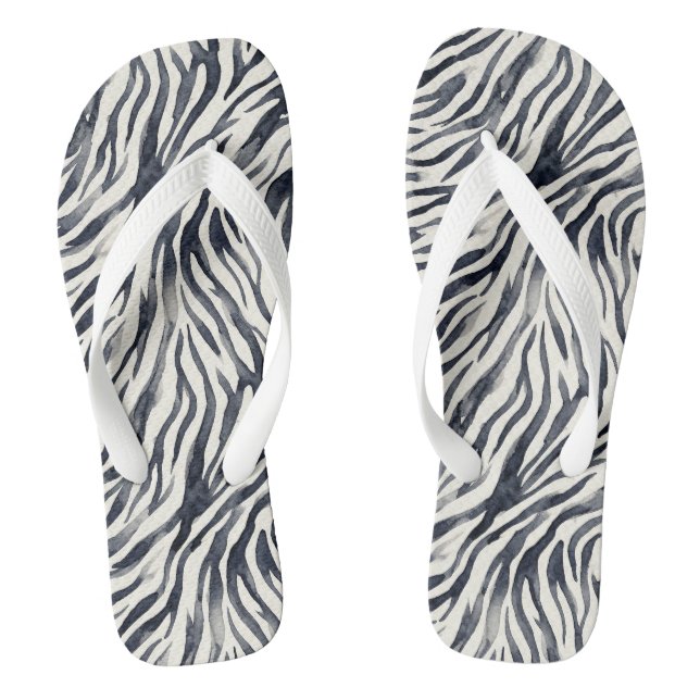 Tongs Black and White Zebra Print Pattern (Semelle)