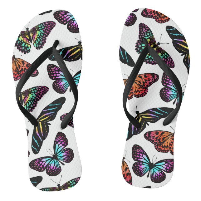 Tongs Black Colorful Butterflies (Semelle)