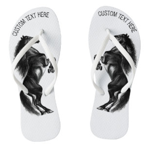 Tongs Black Horse avec Texte Personnalisé