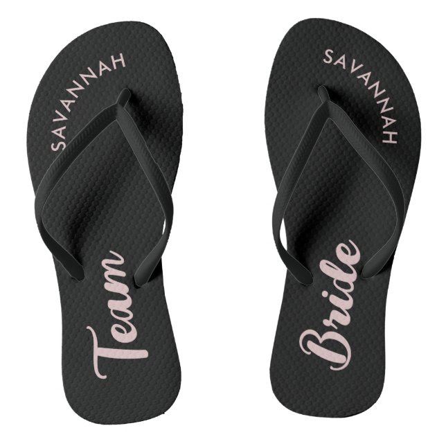 Tongs Black Pink Nom de la mariée Fête de mariage Enterr (Semelle)