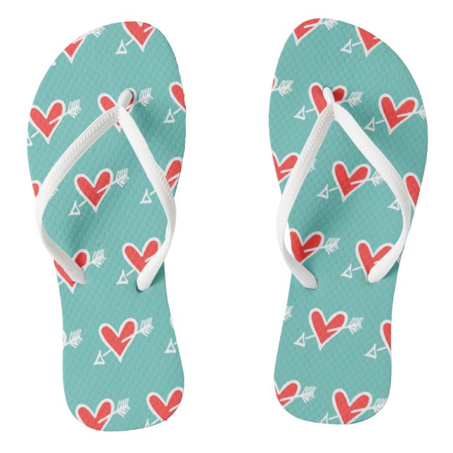 Tongs Black & Red Love Heart Flip Flops (Semelle)