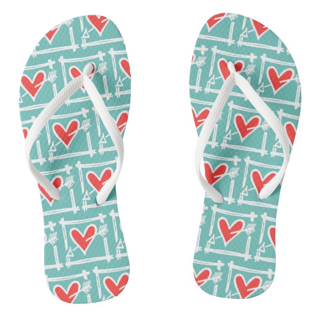 Tongs Black & Red Love Heart Flip Flops (Semelle)
