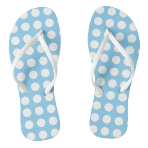 Tongs Blanc sur Bébé Bleu Grand Pois horizontaux