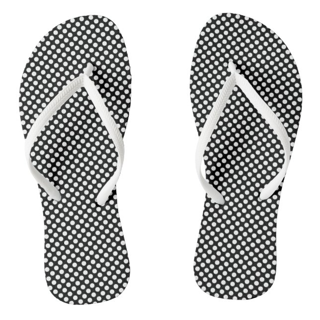 Tongs Blanc sur noir Pois de petite taille (Semelle)