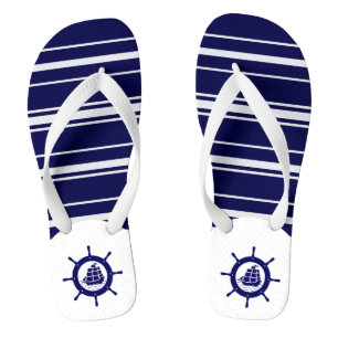 Tongs Bleu & Blancs Avec Roue Bateau Nautique 3