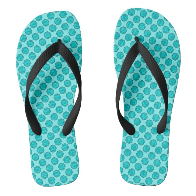 Tongs Bleu/Fleur Turquoise Ruban par Kenneth Yoncich (Semelle)