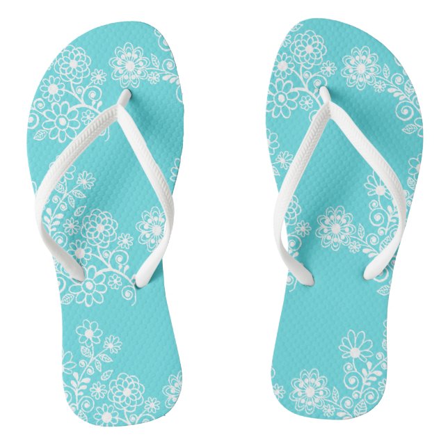 Tongs Bleu Floral Mariage Réception Flip Flops (Semelle)