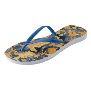 Tongs Bleu gris et jaune abstrait