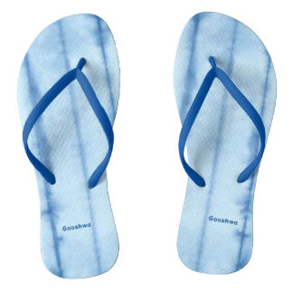 Tongs Bleu Lignes Flip Flops, Slim Straps