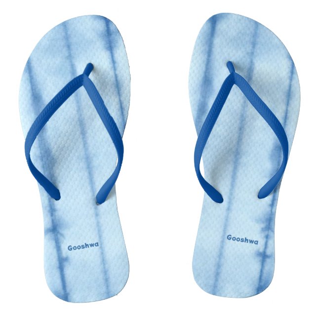 Tongs Bleu Lignes Flip Flops, Slim Straps (Semelle)