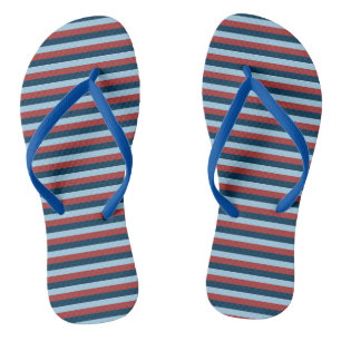 Tongs Bleu marine, bleu clair et rouge vintage rayures F