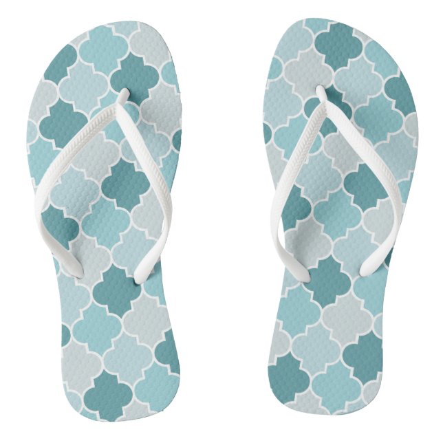 Tongs Bleu Marocain Trellis, Lattes, Quatrefoil (Semelle)