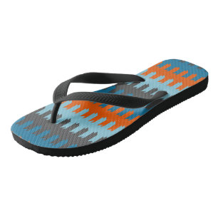 Tongs Bleu Orange et Gris Géométrique