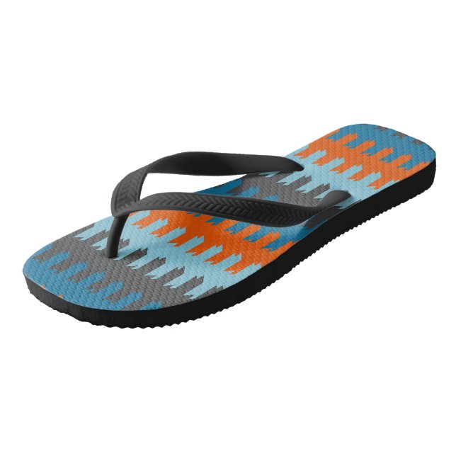 Tongs Bleu Orange et Gris Géométrique (Incliné)