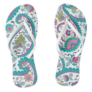 Tongs Bleu perse Boteh Paisley Motif Flip Flop