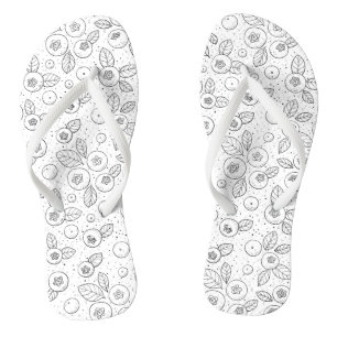 Tongs Bleuets en noir et blanc