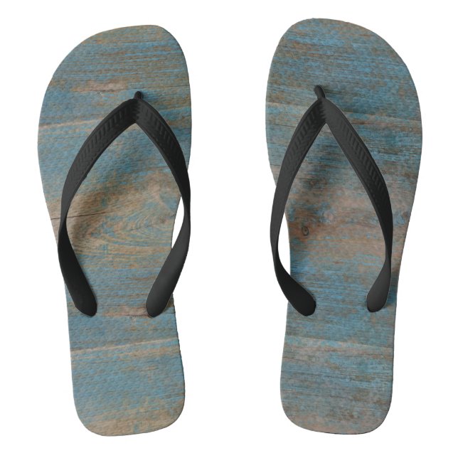 Tongs Blue Faux Beach Bois Texture (Semelle)
