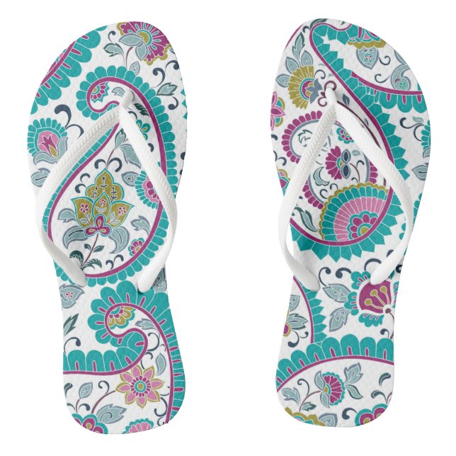 Tongs Blue Persian Boteh Paisley Motif femme Flip Flop (Semelle)